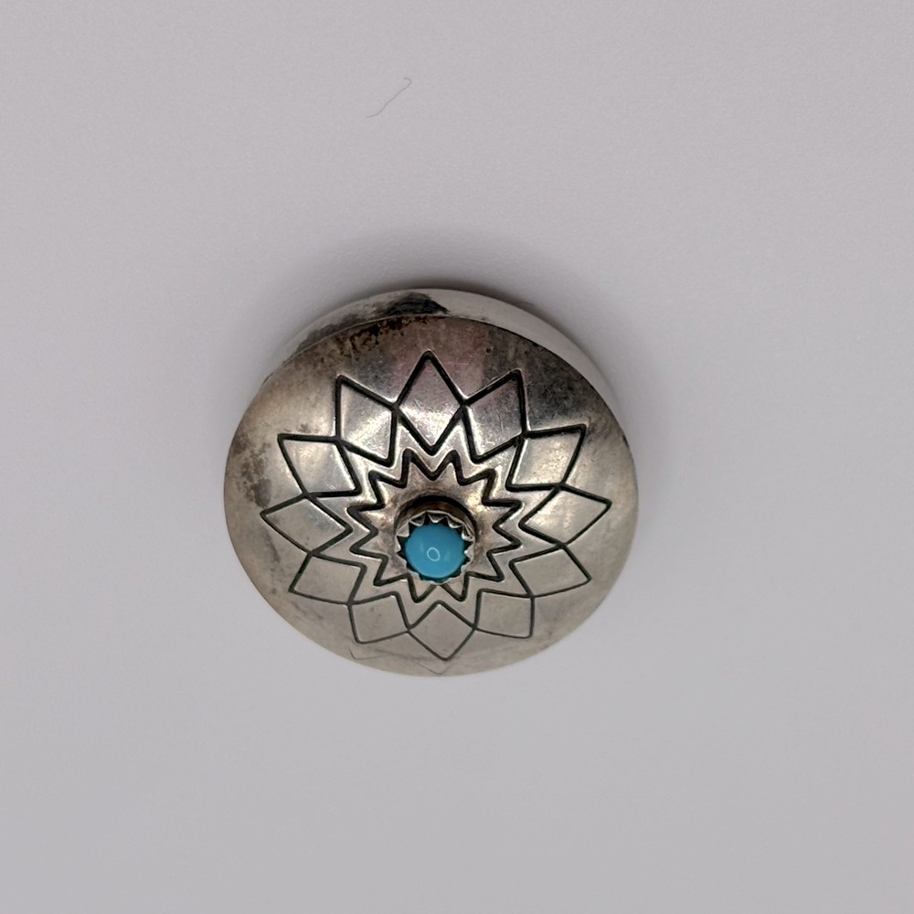 Native American Silver and Turquoise Button Covers(5) - Picture 6 of 10
